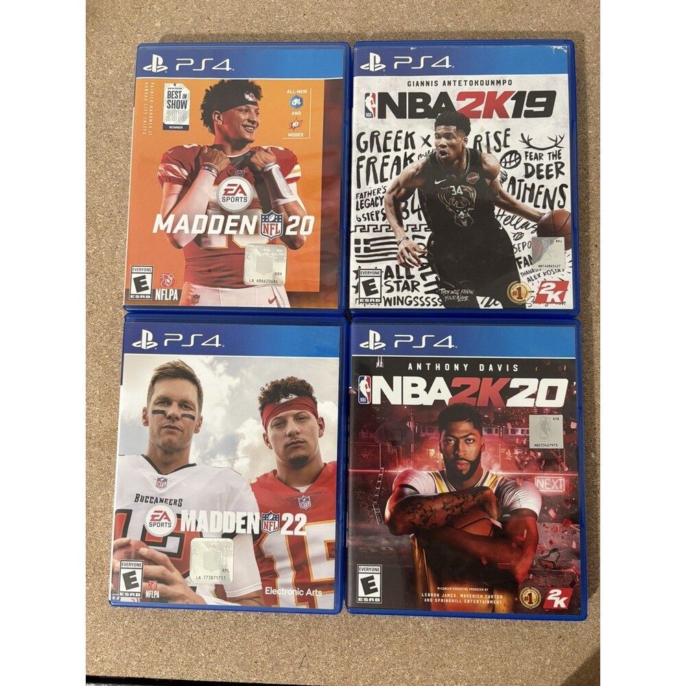 PS4 Game Lot 4 Games :  Madden 20| Madden 22 | NBA 2k19 | NBA 2K20